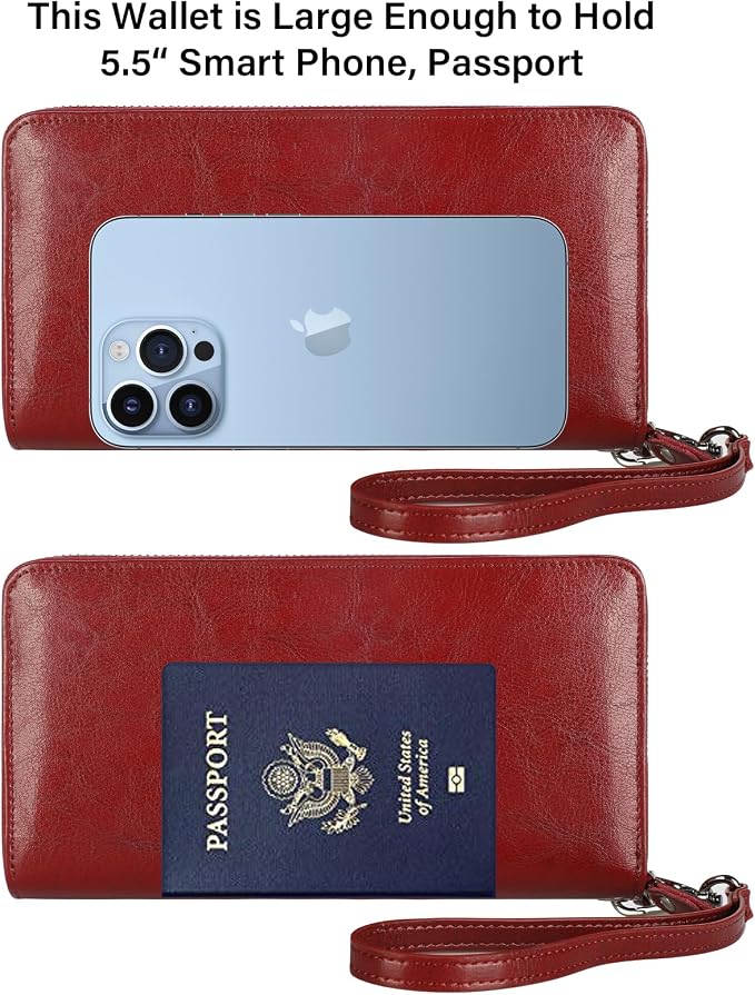 Lavemi Small Compact Women Wallet RFID Blocking Genuine Leather Bifold Purse with ID Windows