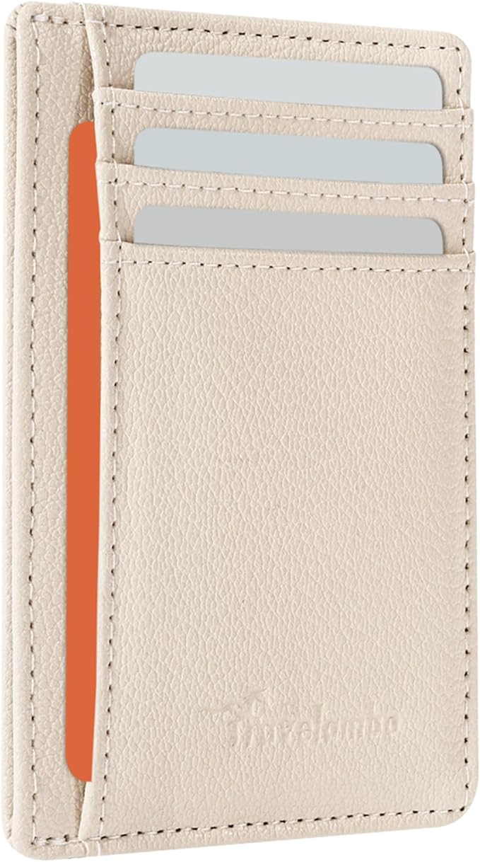 Travelambo Front Pocket Minimalist Leather Slim Wallet RFID Blocking Medium Size