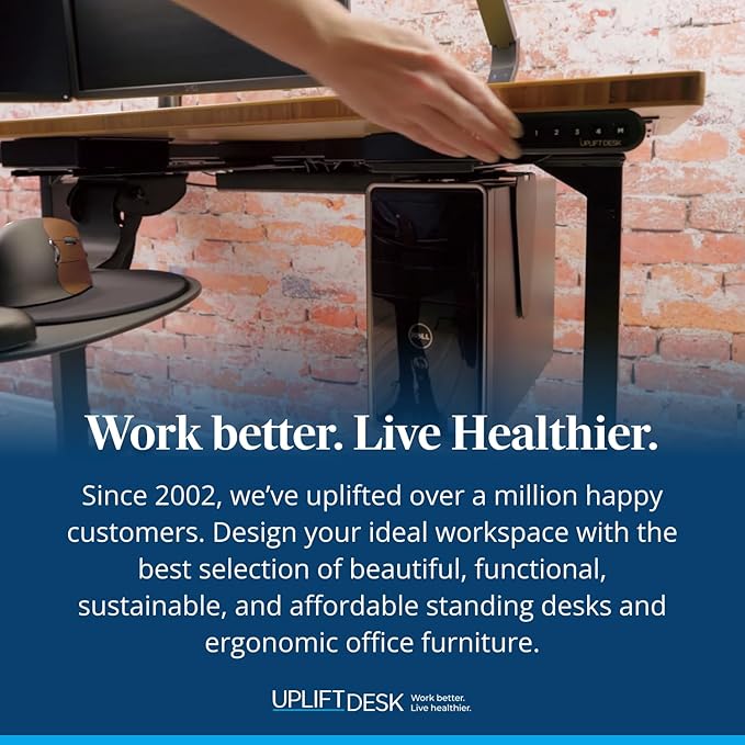 UPLIFTDESK Under Desk PC Mount with Track Spacer ??Adjustable CPU Holder with 16" Slide-Out Track & 360° Swivel, 50 lb Capacity PC Holder, Fits Most Desktop Towers, Standing Desks with Crossbars