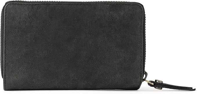 BERLINER BAGS Vintage Genuine Leather Wallet Vienna, RFID Blocking Credit Card Holder, Trifold Clutch Purses, Zip Around Womens Wallet for 19 cards, ID window, Bills, Coins - Dark Grey
