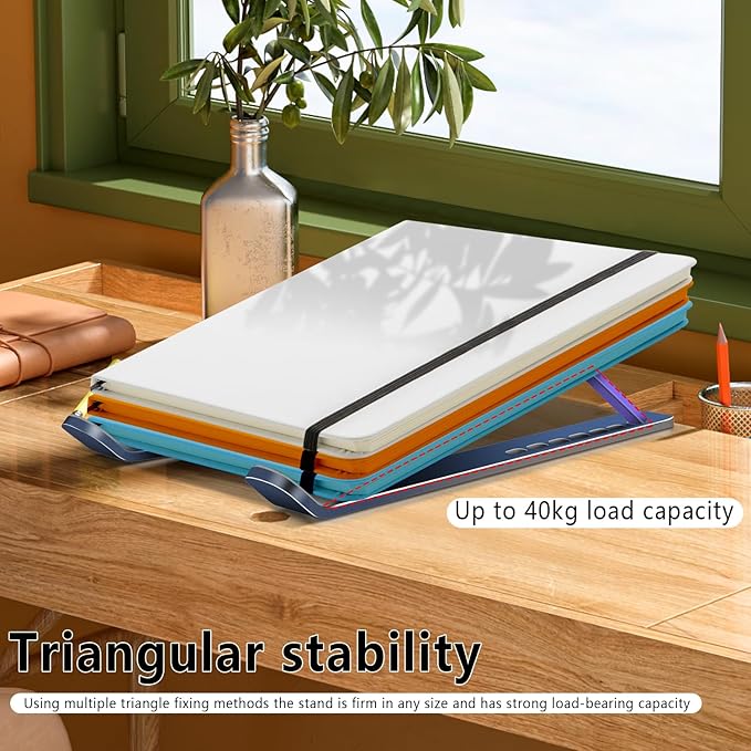 Laptop Stand, Computer Tablet Stand, Adjustable Aluminum Foldable Portable Laptop Holder Riser, Compatible with MacBook Air Pro, Lenovo, HP, Dell, More 10-15.6??Laptops and Tablets (Blue)