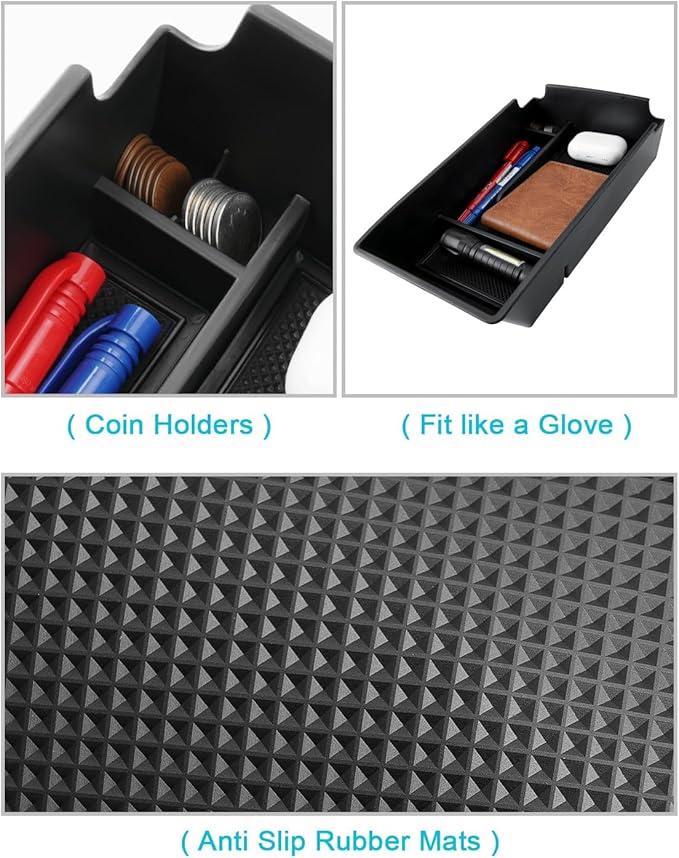 CDEFG 2Pcs for 2025 2026 Kia K5 Center Console Organizer, 2025 2026 K5 Accessories, K5 Middle Console Organizers Armrest Storage Box