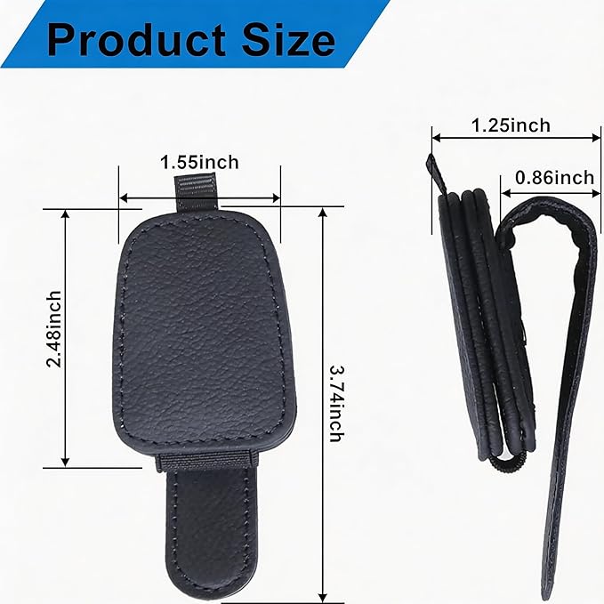 LAPRBY Magnetic Leather Car Sunglasses Holder & Ticket Card Clip - Car Visor Organizer, Windshield Mount Accessory 2 Packs (Grey)