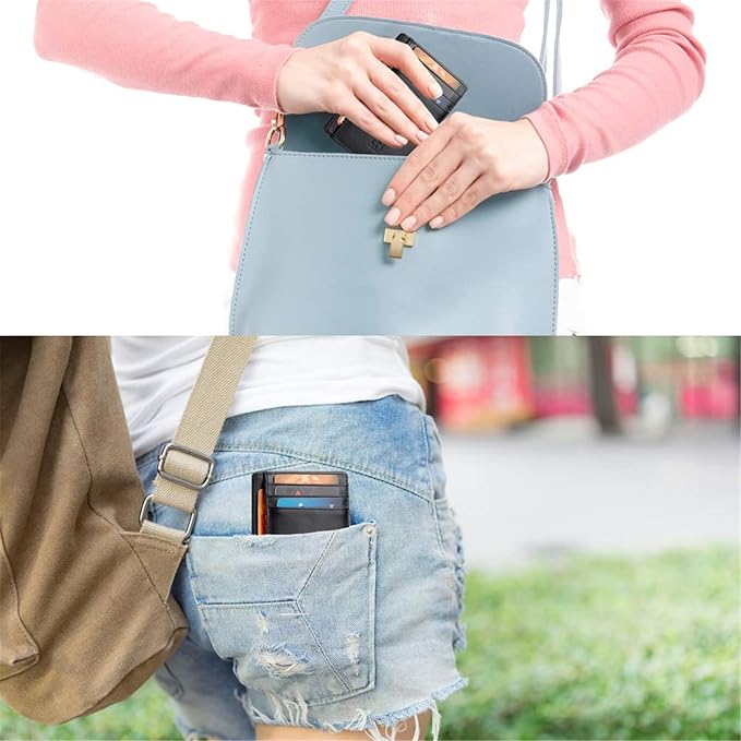 GH GOLD HORSE Slim RFID Blocking Card Holder Minimalist Leather Front Pocket Wallet for Women | Slim