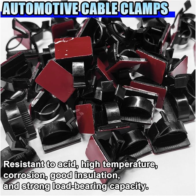 50PCS Adjustable Cable Clips Self Adhesive Cord Organizer - Sticky Wire Clamp Management Cord Holder for Car Dash Cam Home Office Desk Wall Tables