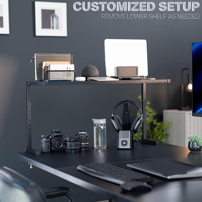 VIVO Clamp-on 30 inch Above or Below Desk 2-Tier Shelving Unit for Table Accessories, Gaming Devices, and More, Storage Tray, Desktop Organizer, Black, STAND-SHELF30C