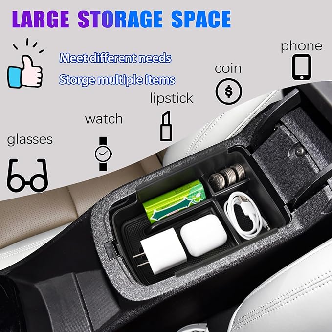 Center Console Organizer Tray Compatible with 2024 2025 2026 Chevy Trax and Buick Envista Armrest Storage Box Insert Storage Tray Secondary Interior Accessories