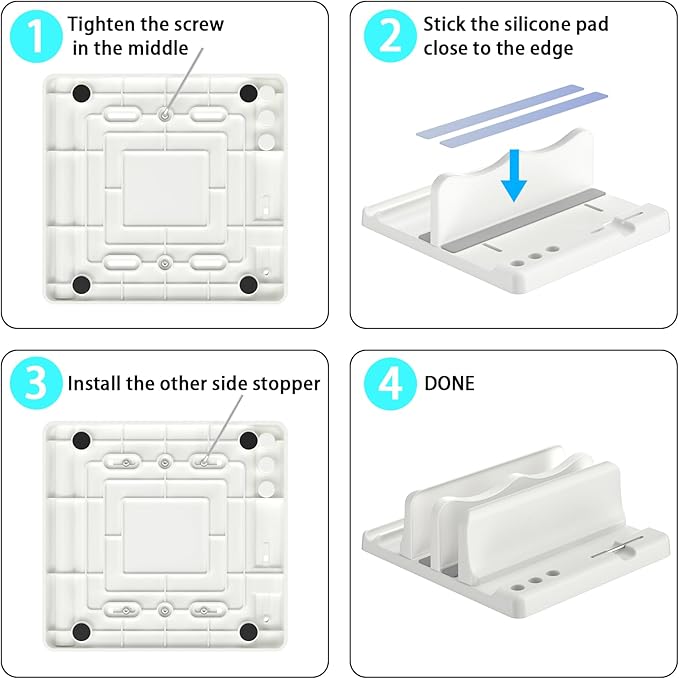 Vertical Laptop Stand Holder - Adjustable ABS Plastic Laptop Holder Vertical, Space-Saving 4 in 1 Compatible with All MacBook Pro Air, Mac, HP, Dell, Microsoft Surface (White)