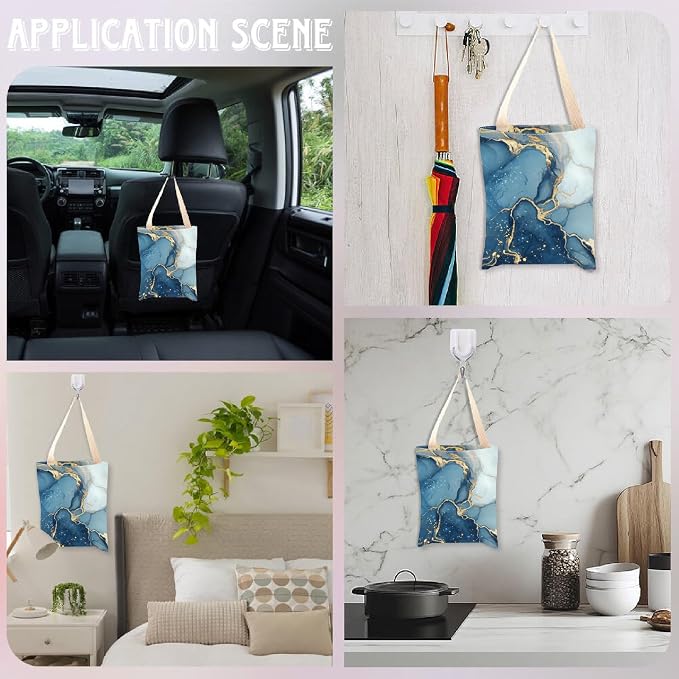 CREATCABIN Car Trash Bag Hanging Car Garbage Bag Back Seat Organizer Trash Can Bin One-Handed Strap Garbage Reusable Waterproof for Car Accessories Vehicle Travelling Camping Outdoor 11.8x9.84 Inch