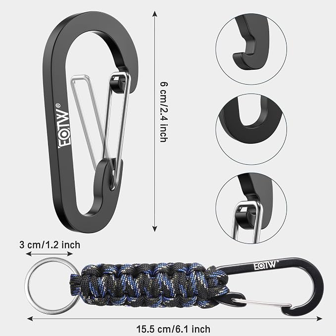 EOTW Carabiner Keychain,Paracord Keychain Small Aluminum Clip D Ring for Camping, Hiking, Fishing, Or As A Key Organizer