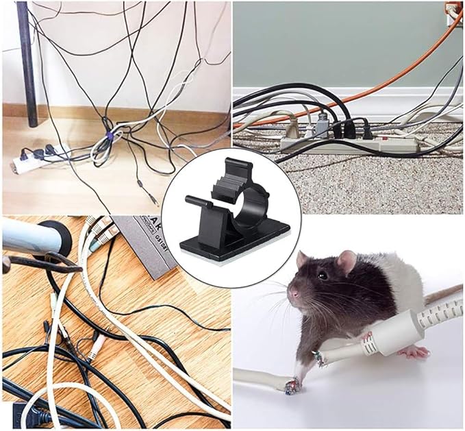 Viaky 30 Pcs Black Cable Wire Clips Adjustable Nylon Wire Holder Adhesive Cable Management Suitable for Maximum Diameter 0.6 inch (15.4mm) Cables