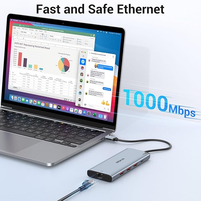 USB C to USB C Hub Multiport Adapter,USB C Splitter Dual Monitor with 8K@60Hz 2*HDMI,8 in 1 Dual HDMI Adapter Hub with USB C Video Output, 4*10Gbps USB,Ethernet and 100W PD for MacBook Pro/Air,Dell,HP
