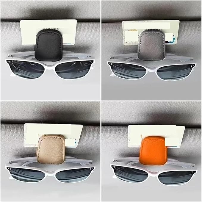 Car Glasses Cases for Sunglass Holder Car Visor Sunglasses Clip Magnetic Leather Glasses Black/1PCS (Black)