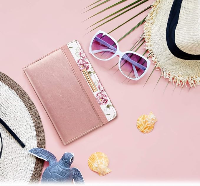 Passport Holder Cover Travel RFID Blocking Passport Cover Cute Slim Passport Wallet with Elastic Band for Women