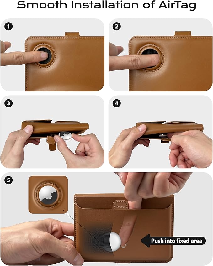 Stouchi AirTag Passport Holder with Detachable Magnetic Card Case, Passport Holder for Travel, RFID-blocking, 1-Second Pull Strap & One-Hand Access, Premium Vegan Leather Travel Document Organizer