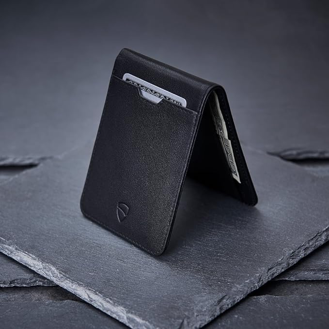Vaultskin MANHATTAN Slim RFID Blocking Bifold Leather Wallet for Men - Men’s Leather Wallet, Front Pocket Minimalist Card Holder, Holds 9 Cards and Cash, Premium Italian Leather