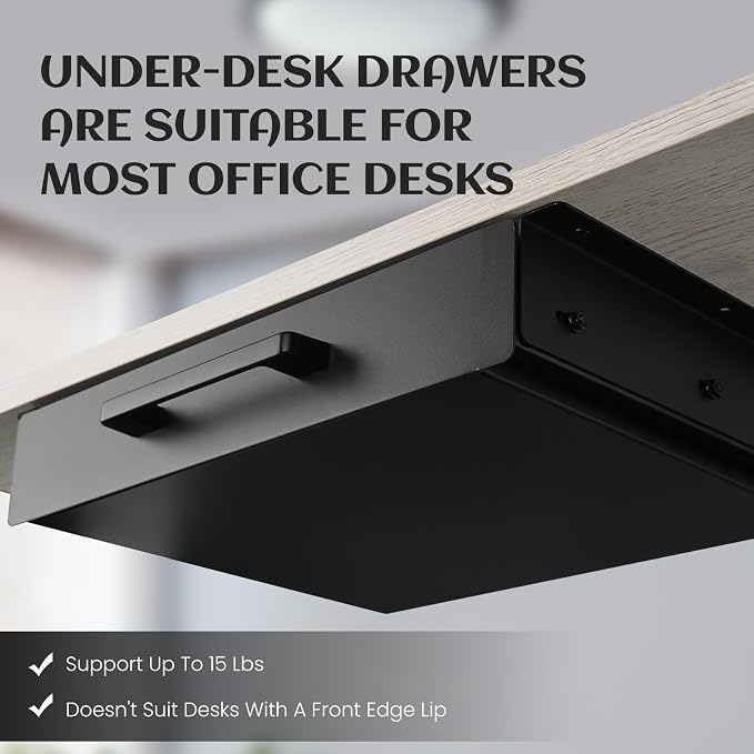 Under Desk Drawer Slide Out,Under Desk Shelf,Drawers for Under Desk,Home Office Storage Organizer, Black(12inch)