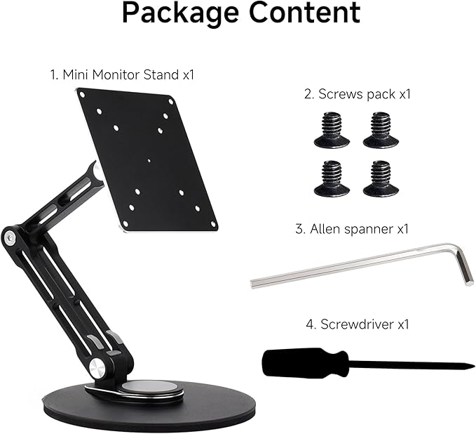 VESA Monitor Stand Portable & Adjustable Stand, Compatible With Monitors Up To 19inch, Supports Multi-axis Rotation, Weighted Base And Ergonomic Design, Foldable For Easy Storage