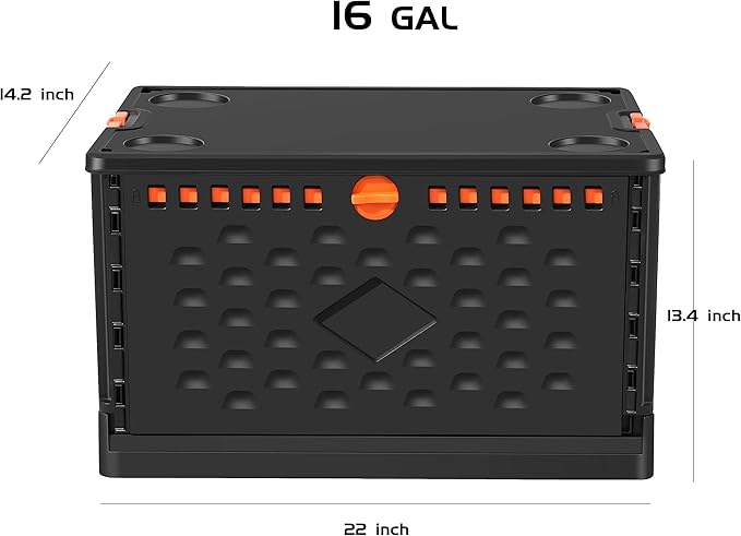 Storage Bins With Lids 16 Gal-Collapsible Crate- Stackable Containers Box-Book,Trunk,Closet Organizer-Rolling Tools Box,Foldable Milk Crate,Grocery Baskets,For Room Organizing