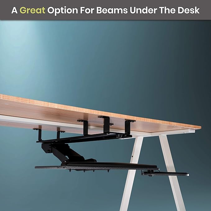 Under Desk Keyboard Tray Track Elevation Kit for 30" x 24" Desk - Easily Install Undermount Tray for Maximum Comfort and Better Posture Even with Desk Underside Bars