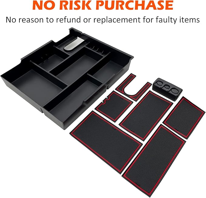 JOJOMARK Compatible with Toyota Tundra Accessories Center Console Tray Organizer for Tundra 2014-2020 2021 Insert ABS Armrest Box Secondary Storage (Red)