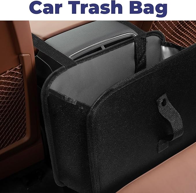 Car Trash Can, Foldable Trash Can Collapsible Hanging Trash Bag for Car Seat, 2.8 Gallons Leakproof Garbage Bags, Cars Must Haves Interior Accessories Essentials