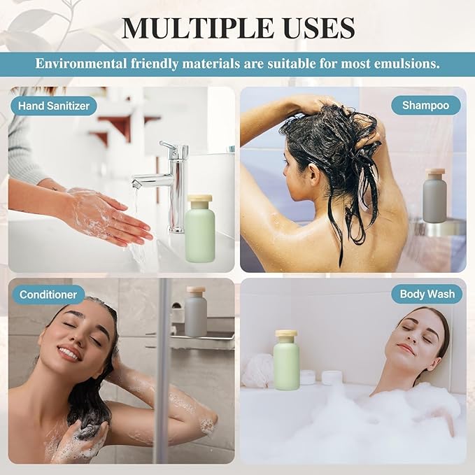 3.4oz Travel Shampoo Bottle with Flip Cap, Leak Proof Plastic Squeeze Bottles, Reusable Empty Travel Shampoo and Conditioner Bottles for Creams, Lotion, Foundation, Conditioner (Forest Series, 4Pcs)