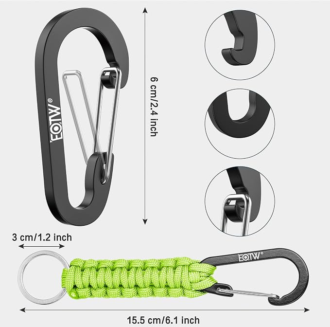 EOTW Carabiner Keychain,Paracord Keychain Small Aluminum Clip D Ring for Camping, Hiking, Fishing, Or As A Key Organizer