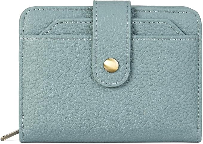 GAEKEAO Small Leather Credit Card Holder Wallets for Women RFID Blocking Bifold Wallet Zipper Pocket with Removable ID Window