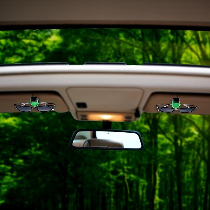 Frienda Car Sunglasses Holder Clip 2 Pieces Sunglasses Visor Clips for Car Sun Visor Glasses Holder Eyeglasses Mount Accessories (Green)