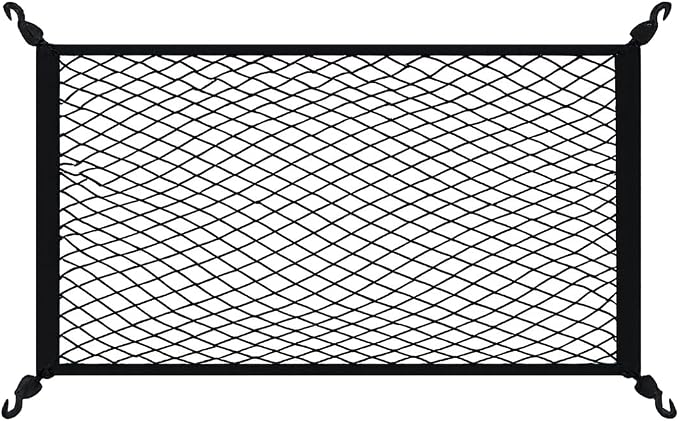 Car Cargo Net, 31.5" x 23.62" Elastic Stretchable Adjustable Vehicle Trunk Mesh Nets with Hook, Automotive Cargo Netting Storage Organizer, Universal for SUV Motorhome Lorry