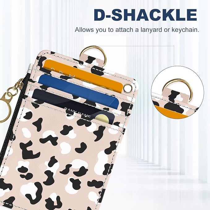 Slim Wallet Credit Card Holder, Brown Milk Pattern, RFID Wallet Women Cute Small Front Pocket Wallet With Zipper, PU Leather Thin travel RFID Blocking Card Case ID Window,Ladies Gifts