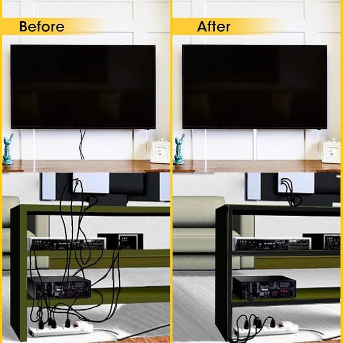 Cable Raceway Kit, Stageek Cable Management System Open Slot Wiring Raceway Duct with Cover, On-Wall Concealer Organizer for Cable Pass to Hide Wires Cords for TVs, Computers - 9x15.4inch, Black