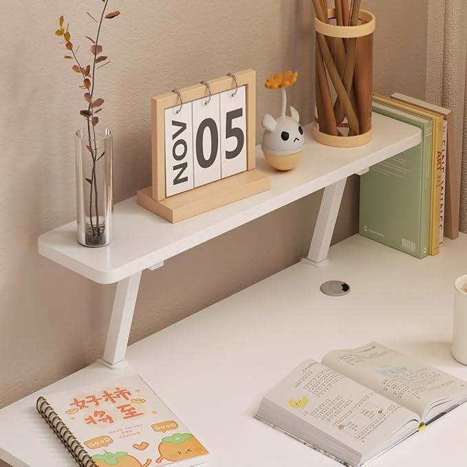 Clamp on Desk Shelf, Clamp on Shelf Stand for Monitor, Clamp-on Desk Mount Monitor Riser Computer Stands, C-Clamp Design with Rubber Pad, Clamp on Base, Spacious Storage Space(Walnut,60x20cm)