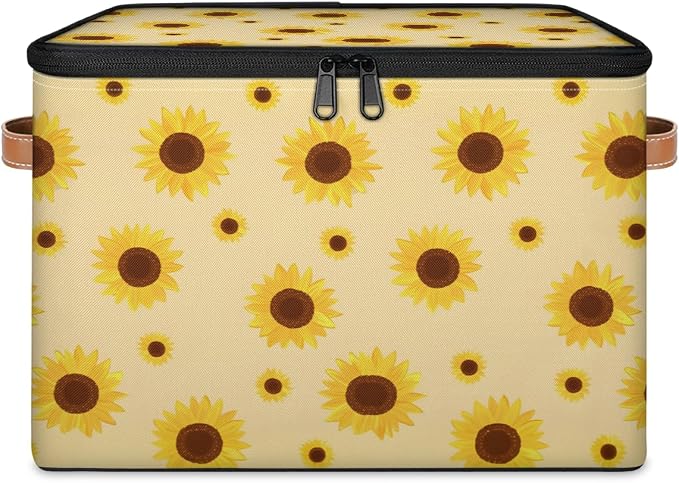Flower Storage Basket for Bedroom Kitchen Bathroom Storage Bins with Lids Collapsible Toy Cube Storage Organizer for Kid Teen Women Men