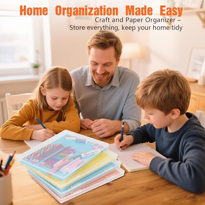 FUIJOL Photo Storage Box 11.5x8.5 Inch, 8 Pcs Portable Board Game Storage Container, A4 Paper Storage Box, Craft and File Organizer for Home/Office (8.5 * 11.5inch-8pcs)