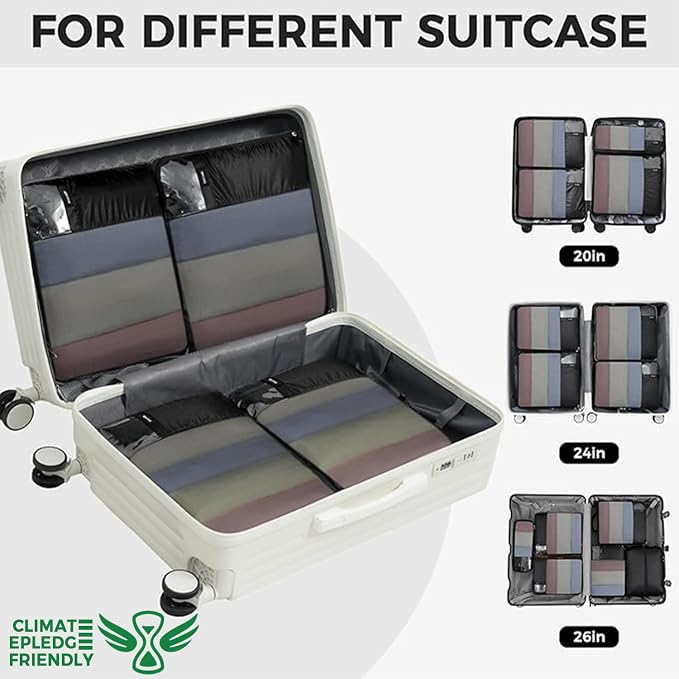 BAGAIL 6 Set Ultralight Compression Packing Cubes Packing Organizer for Travel Accessories Luggage Suitcase Backpack