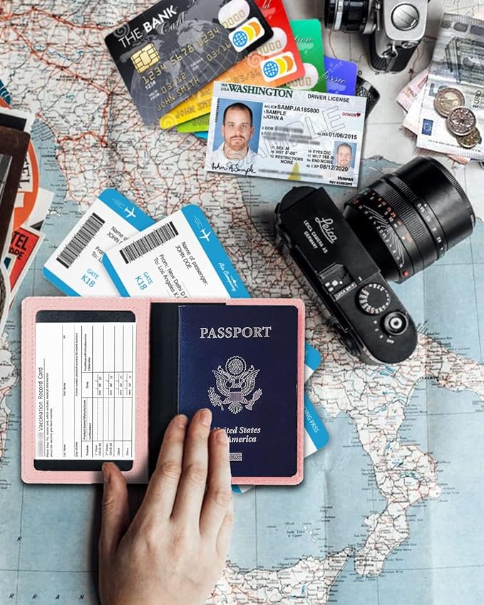 Passport Wallet & Cover Combo - Holds Passport, Vaccine Card & More