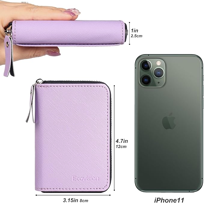 EcoVision Credit Card Holder RFID Card Case Wallet, Small Accordion Zipper Card Case Holder, Card Organizer Case for Women Men