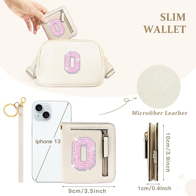 COSHAYSOO Mini Wallet with RFID Blocking Initial Monogrammed for Girls Birthday Valentines Easter Mothers Nurse Day Graduation Thanksgiving Appreciation Halloween Christmas New Year Gifts Cream O