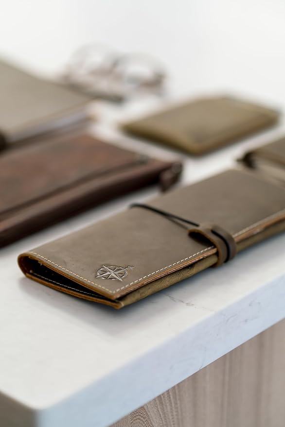 WANDERINGS Genuine Leather Passport Wallet - 4.25 x 9 - Large Leather Passport Holder for Travel - Folding Leather Travel Wallet Case with RFID Blocking, Travel Organizer for Men and Women