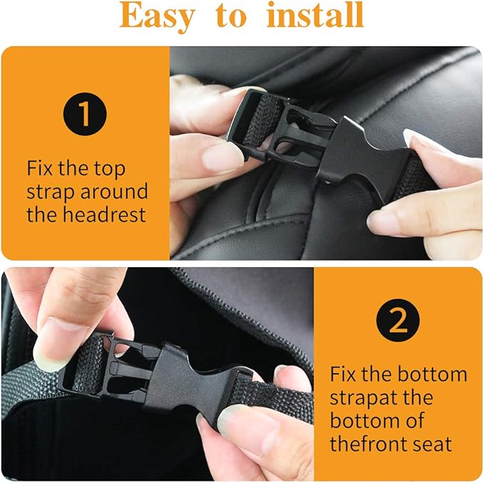 Kaiphy Car Backseat Organizer Premium Quality Car Kick Mats with 10" Tablet Holder - Extra Large Pocket- Sturdy Top 2Pack