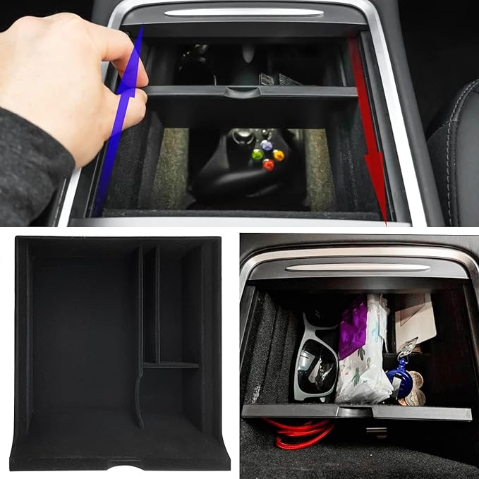 JOJOMARK Center Console Organizer Tray fits for Tesla Model 3/Y Accessories 2020 2021 2022 2023(Fit Tesla Model 3/Y cover close by sliding)