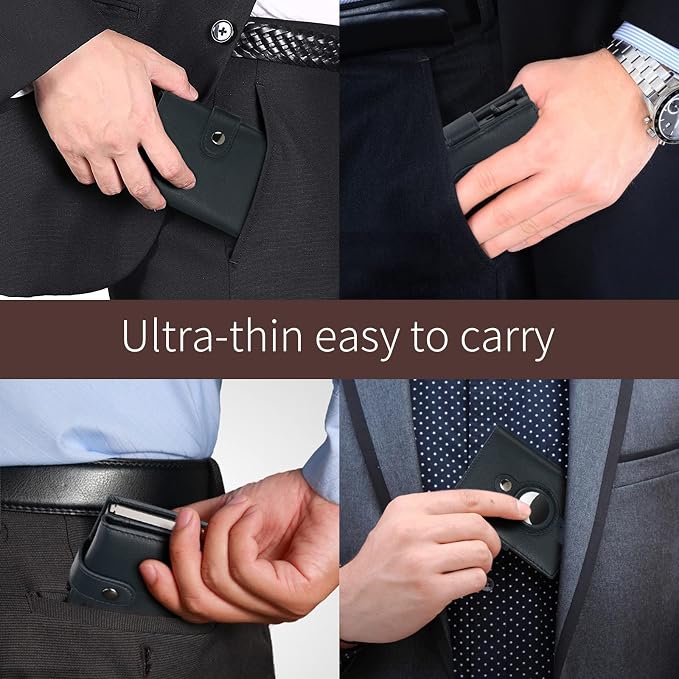 FALAN MULE Wallet for Men Genuine Leather AirTag Wallet RFID Blocking Credit Card Holder Minimalist Wallet with Gift Box
