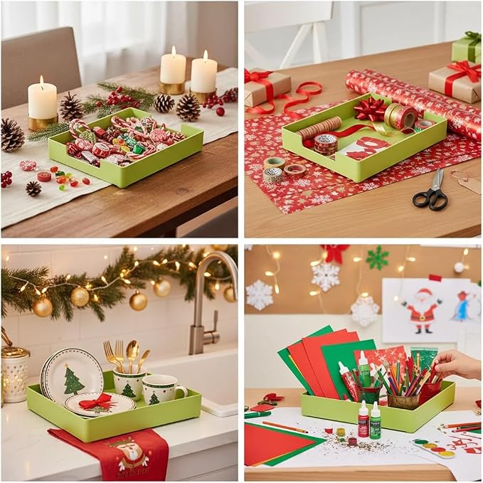 Letter Tray, 2 Pack Stackable Desk Organizer for Office | A4 & letter size compatible. Stackable plastic trays for school, home storage. Durable ABS material. 2-pack green.