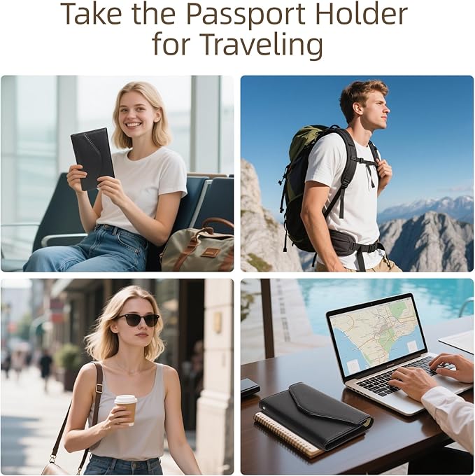 ZOPPEN Mulit-purpose Rfid Blocking Passport Holder Travel Wallet (Ver.4) Passport and Vaccine Card Holder ComboTri-fold Document Organizer Travel Essentials