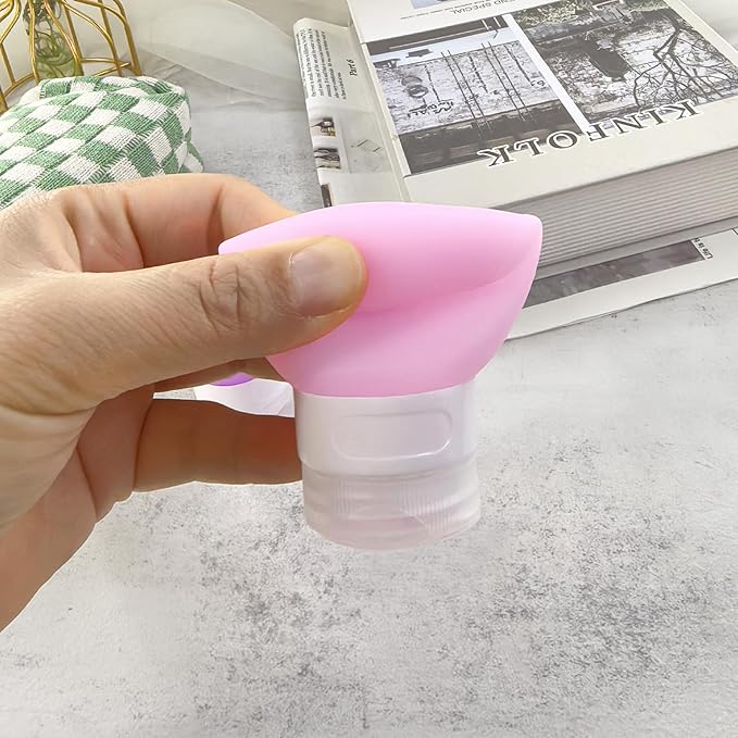 Mziart Travel Bottles for Toiletries, TSA Approved 2oz Silicone Travel Size Containers, 3 Pack Leak-Proof Squeezable Refillable Shampoo and Conditioner Bottles (Pink, Purple, Green)