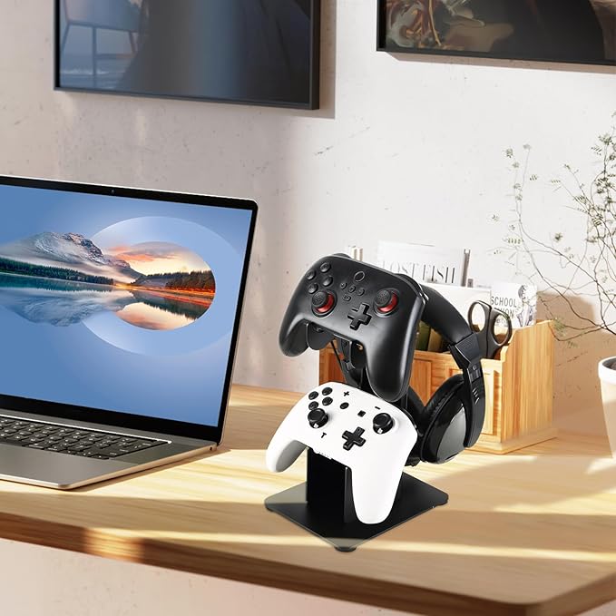 Controller Holder 2 Tier, Controller and Headset Aluminum Stand for Gaming Desk, Stronger Snap-on Construction Hanger for All Universal Gaming PC Accessories