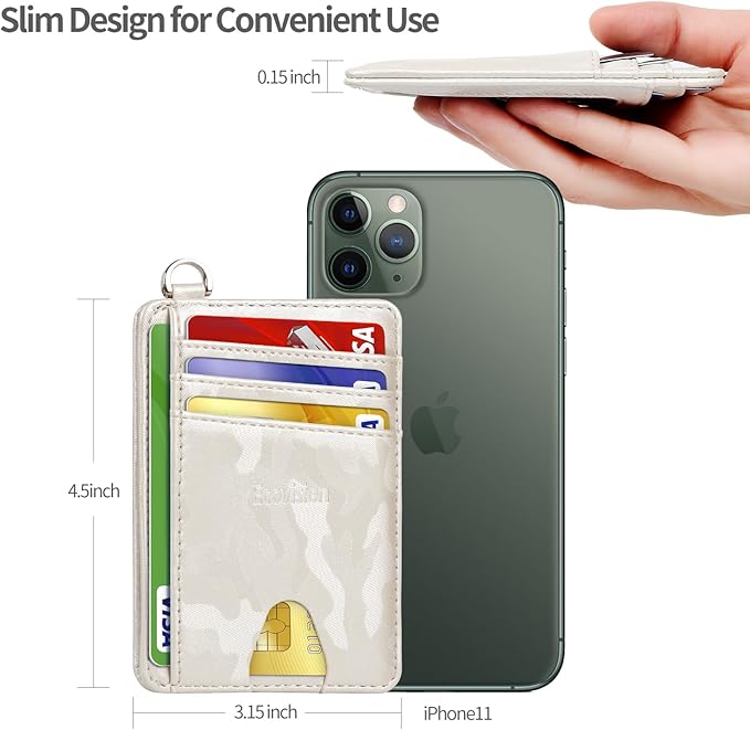 EcoVision Slim Minimalist Front Pocket Wallet, RFID Blocking Credit Card Holder Wallet with Detachable D-Shackle for Men Women