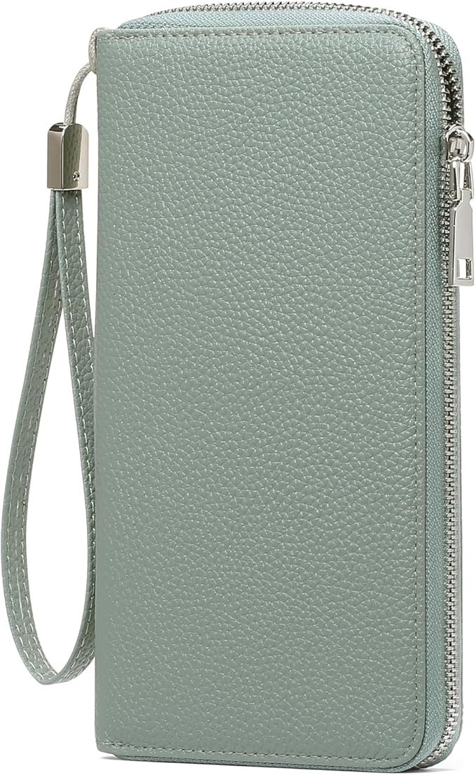 GOIACII Womens Wallet RFID Blocking Leather Zip Around Wallet Large Capacity Long Purse Credit Card Clutch Wristlet | RFID Blocking, Zip Around, Large Capacity, Long, Credit Card, Clutch